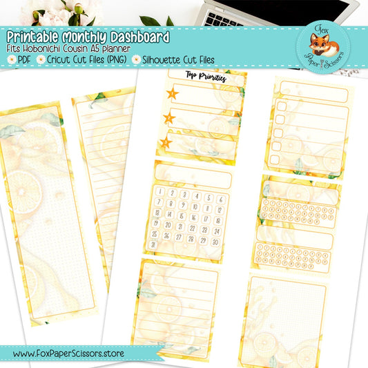 Lemonade | Hobonichi Printable Monthly Dashboard