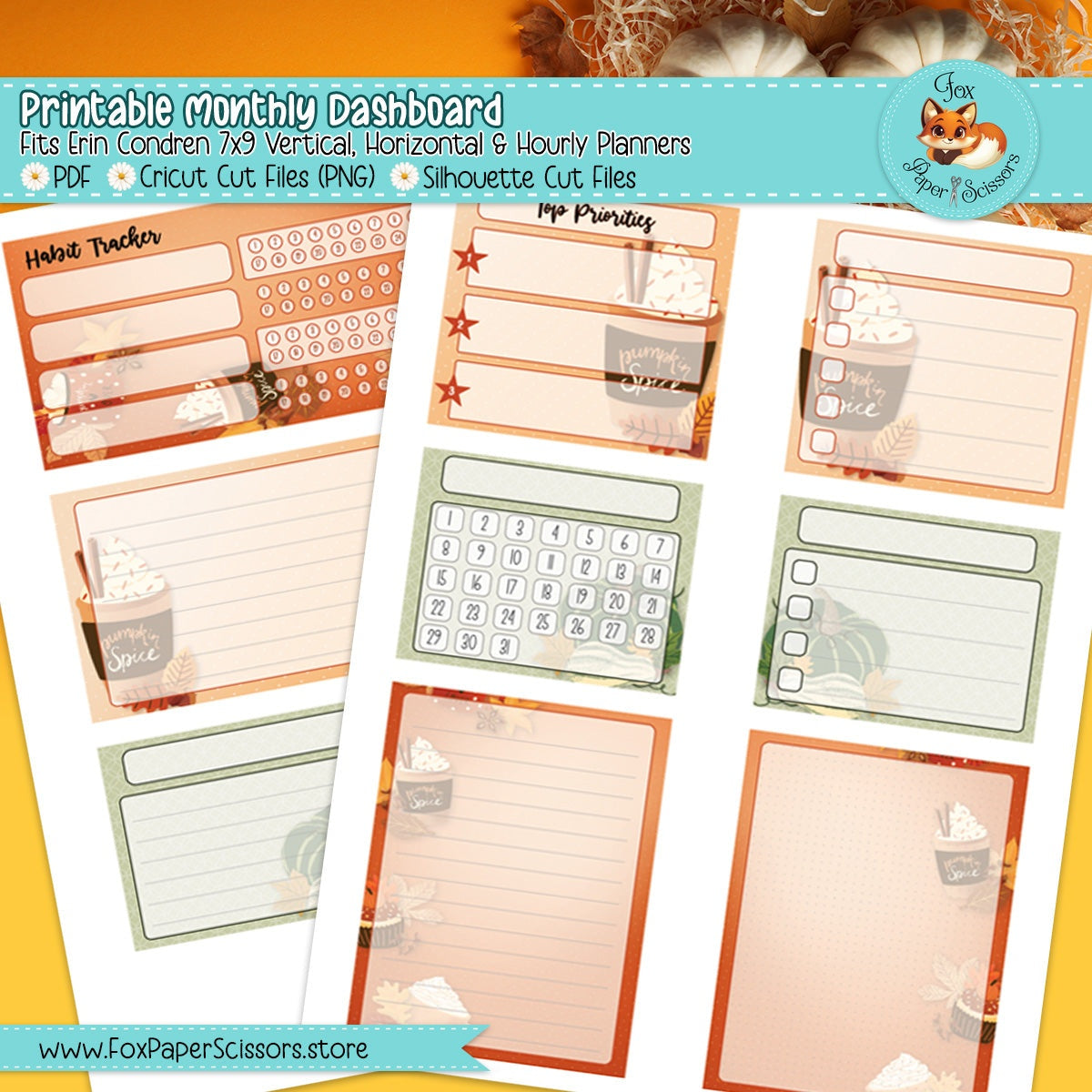 Pumpkin Spice | EC Printable Monthly Dashboard