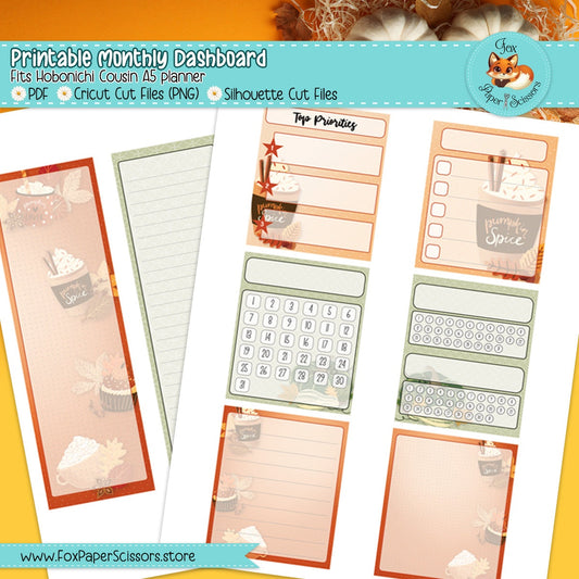 Pumpkin Spice | Hobonichi Printable Monthly Dashboard