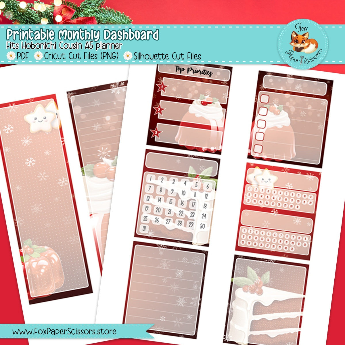 Christmas Treats | Hobonichi Printable Monthly Dashboard
