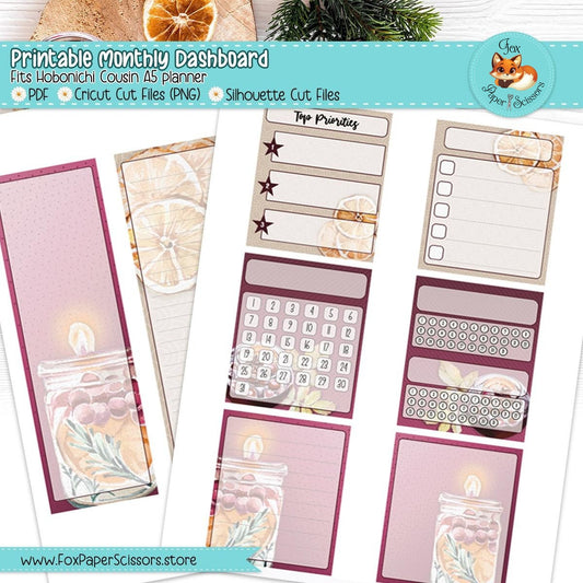 Mulled Wine | Hobonichi Cousin Printable Monthly Dashboard