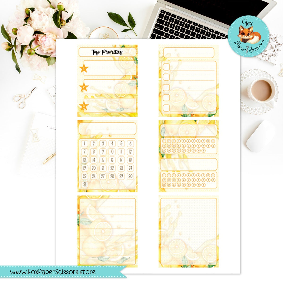 Lemonade | Hobonichi Printable Monthly Dashboard