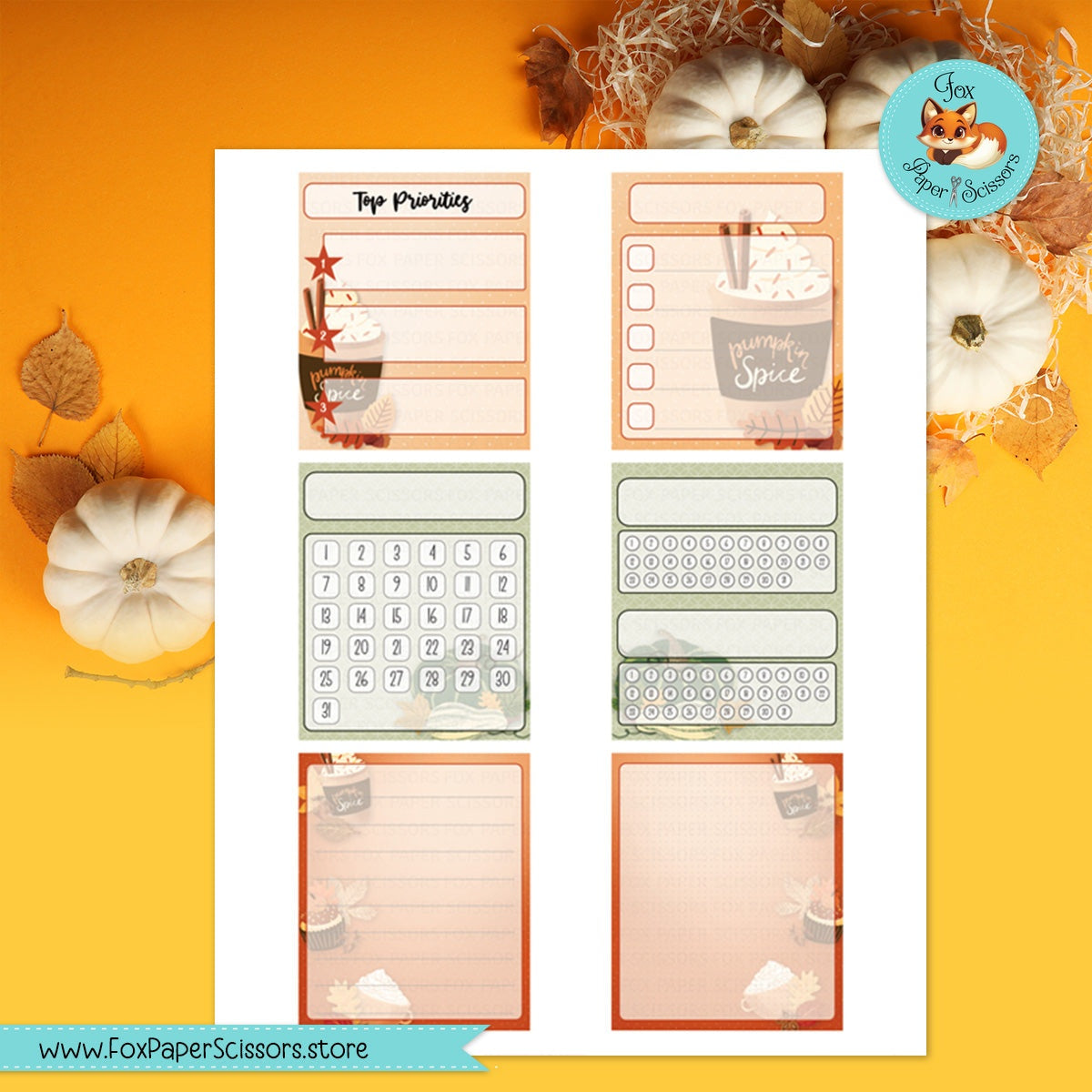 Pumpkin Spice | Hobonichi Printable Monthly Dashboard