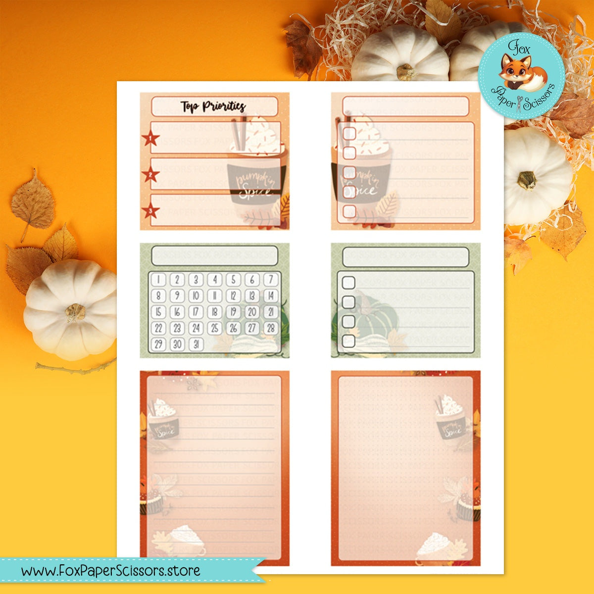 Pumpkin Spice | EC Printable Monthly Dashboard