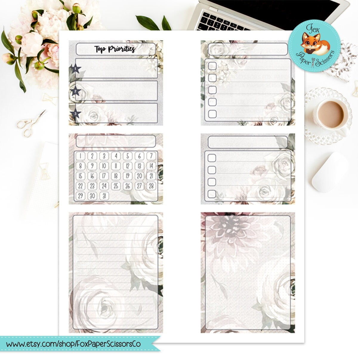 Winter Rose | EC Printable Monthly Dashboard