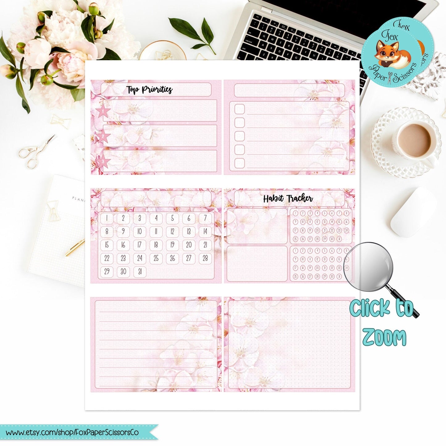 Cherry Blossom/Sakura | HP Printable Monthly Dashboard