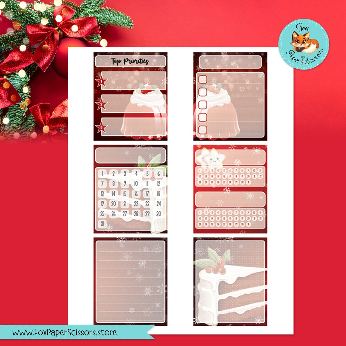 Christmas Treats | Hobonichi Printable Monthly Dashboard