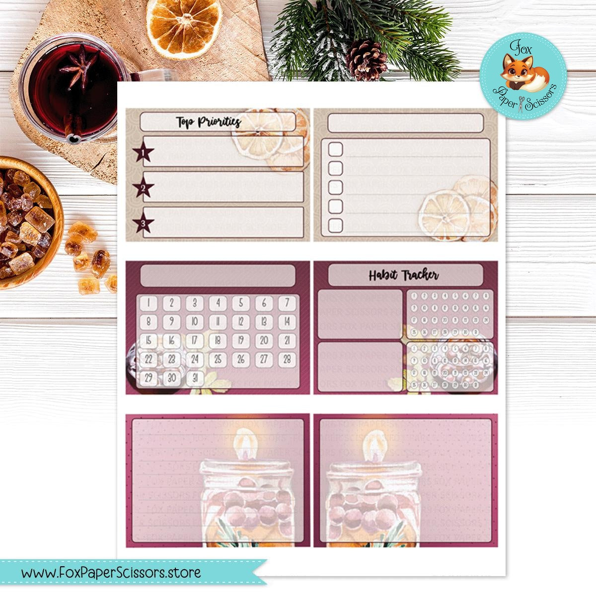 Mulled Wine | Happy Planner Printable Monthly Dashboard