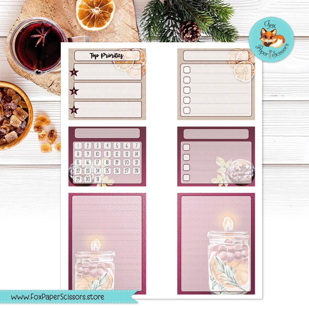 Mulled Wine | Erin Condren Printable Monthly Dashboard