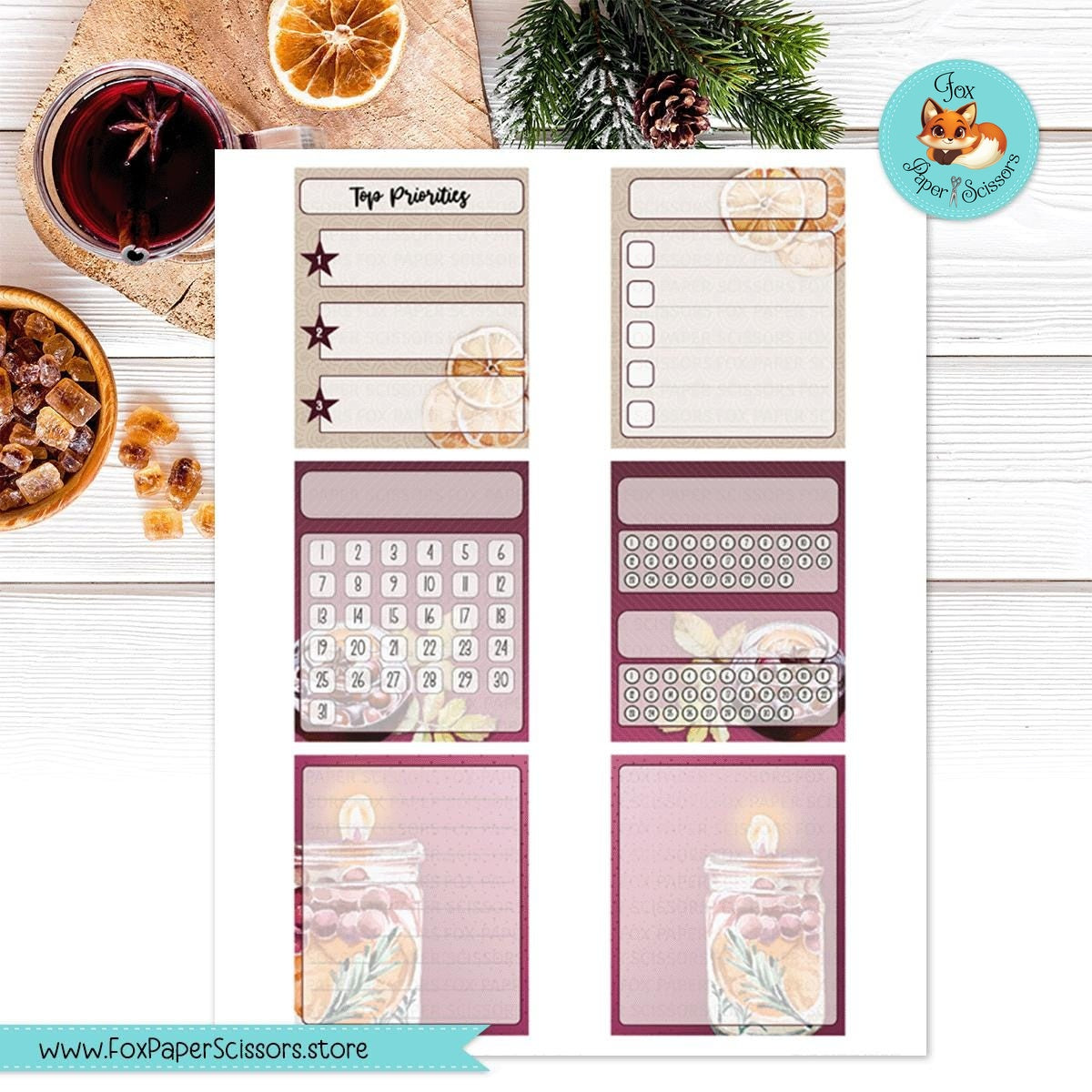 Mulled Wine | Hobonichi Cousin Printable Monthly Dashboard
