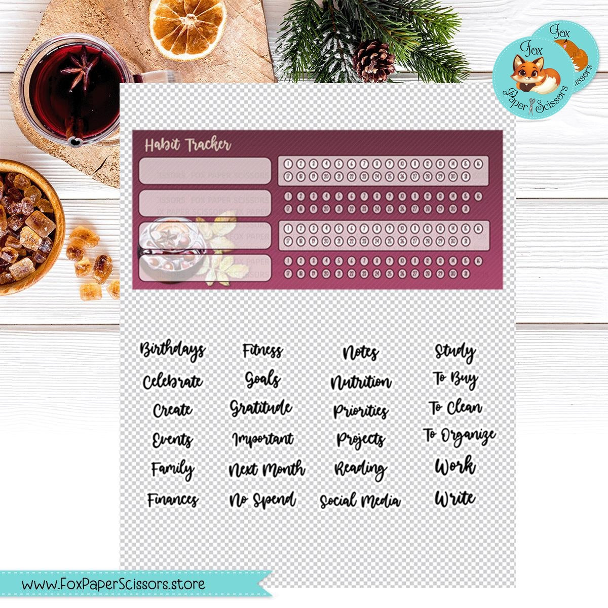 Mulled Wine | Erin Condren Printable Monthly Dashboard