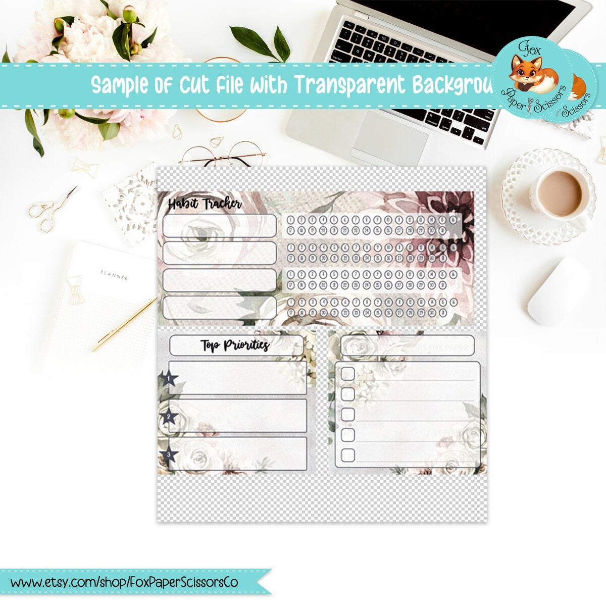 Winter Rose | EC Printable Monthly Dashboard