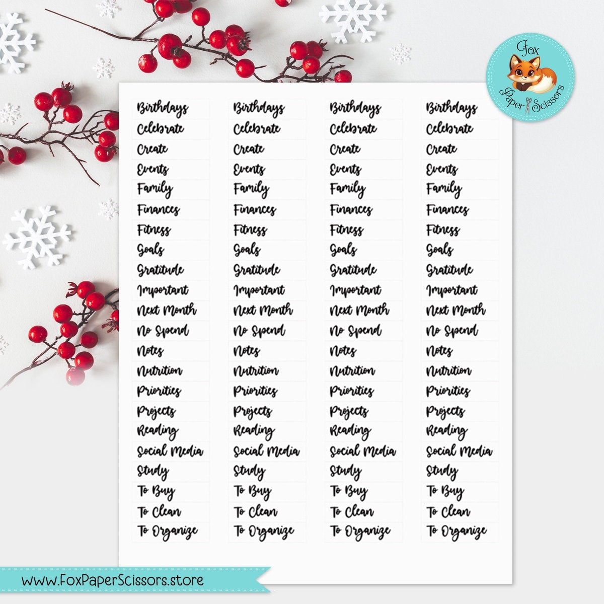 Winter Blossoms & Tea | Hobonichi Cousin Printable Monthly Dashboard