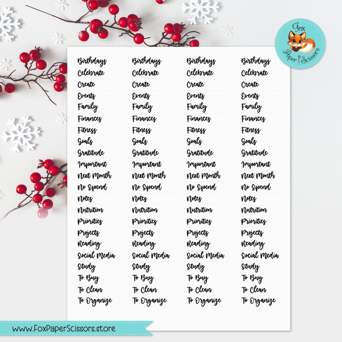 Winter Blossoms & Tea | Happy Planner Printable Monthly Dashboard