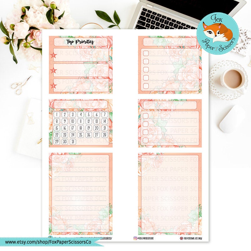 Peach Flowers | EC Printable Monthly Dashboard