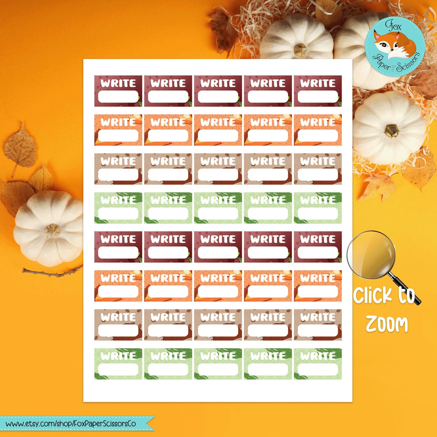 Thanksgiving Foods | Printable Writer Task Stickers