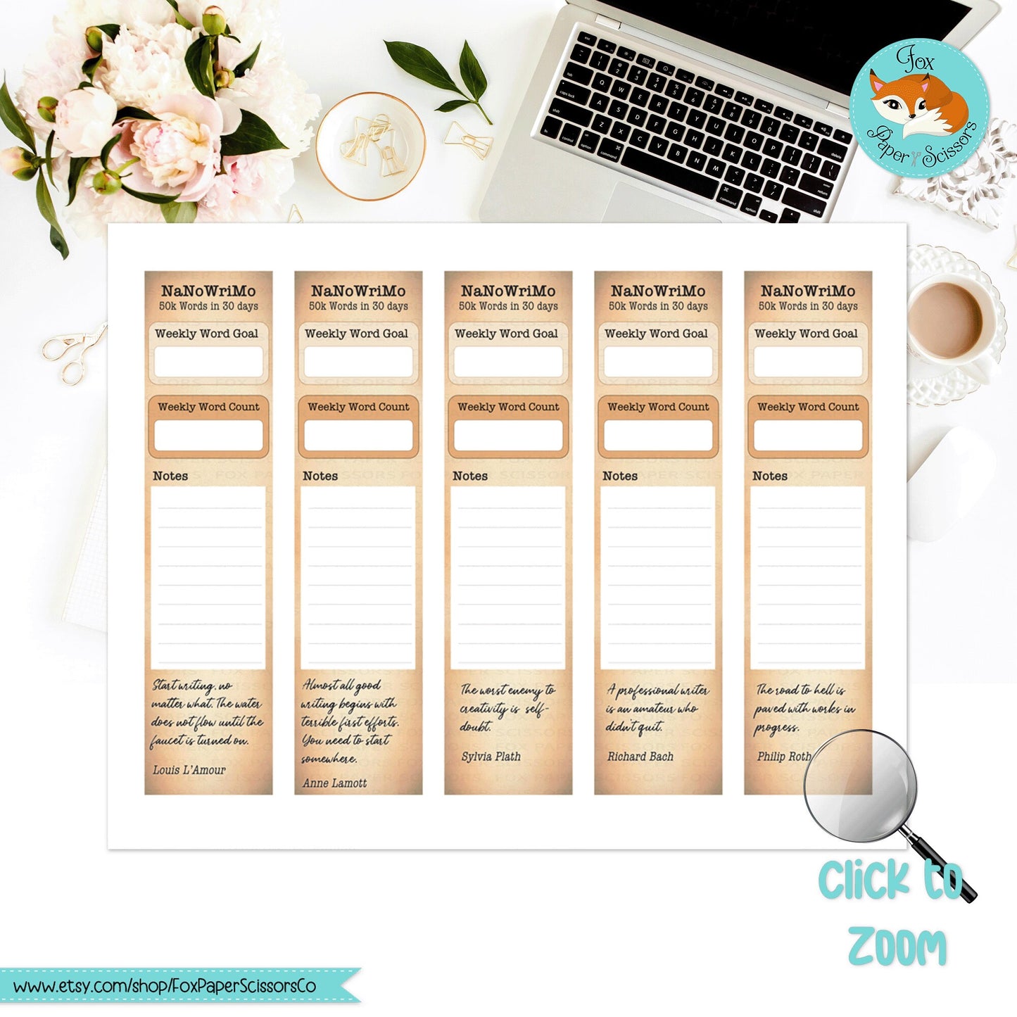 NaNoWriMo Planning Stickers | Printable Weekly Dashboard for NaNoWriMo