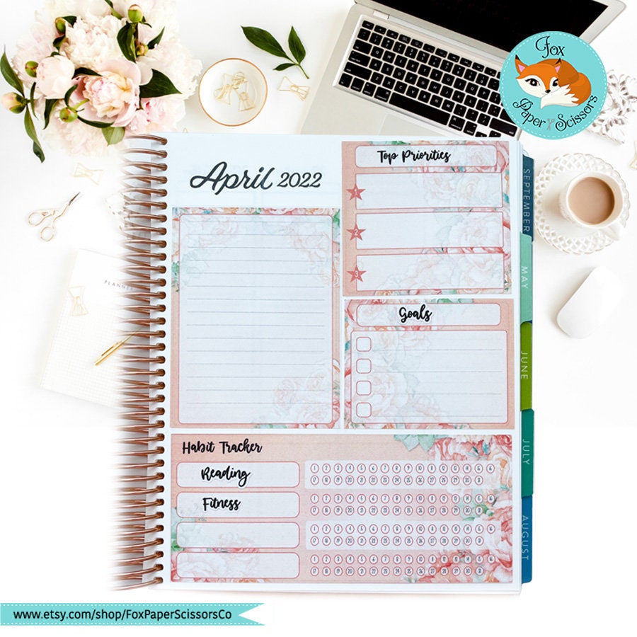 Peach Flowers | EC Printable Monthly Dashboard