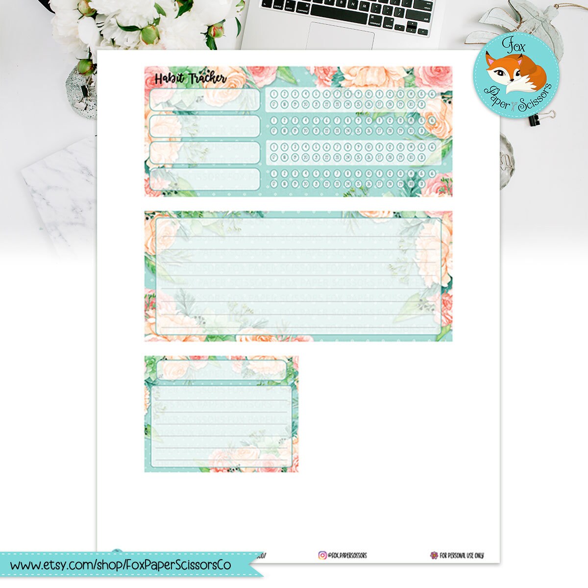 Aqua Flowers | EC Printable Monthly Dashboard