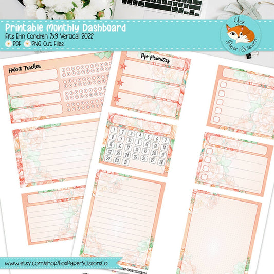 Peach Flowers | EC Printable Monthly Dashboard