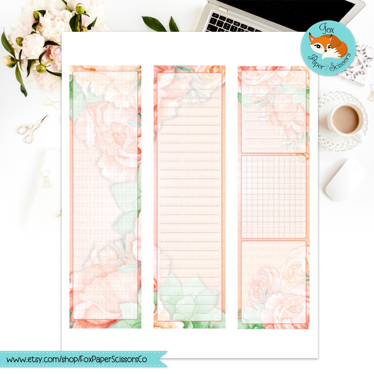 Peach Flowers | HP Printable Monthly Dashboard