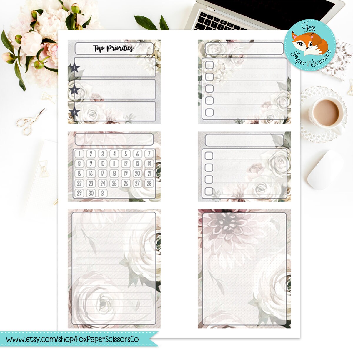 Winter Rose | EC Printable Monthly Dashboard