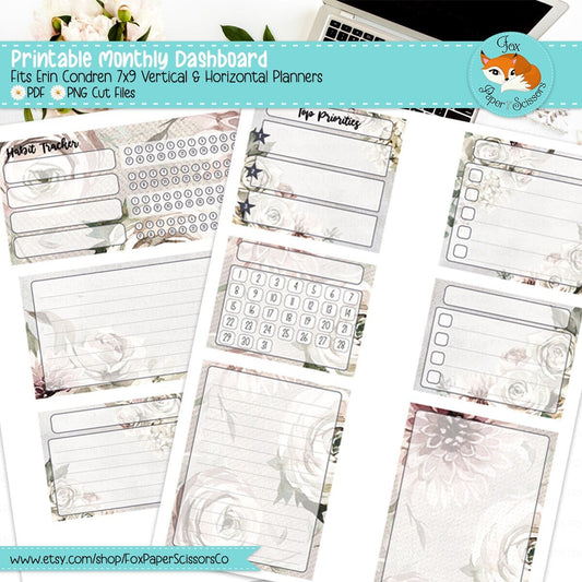 Winter Rose | EC Printable Monthly Dashboard