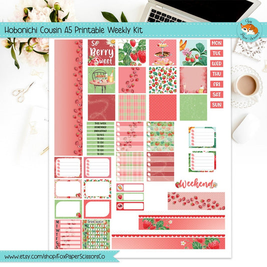 Strawberry | Hobonichi Printable Weekly Kit