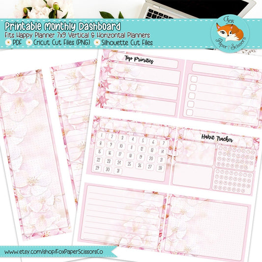 Cherry Blossom/Sakura | HP Printable Monthly Dashboard