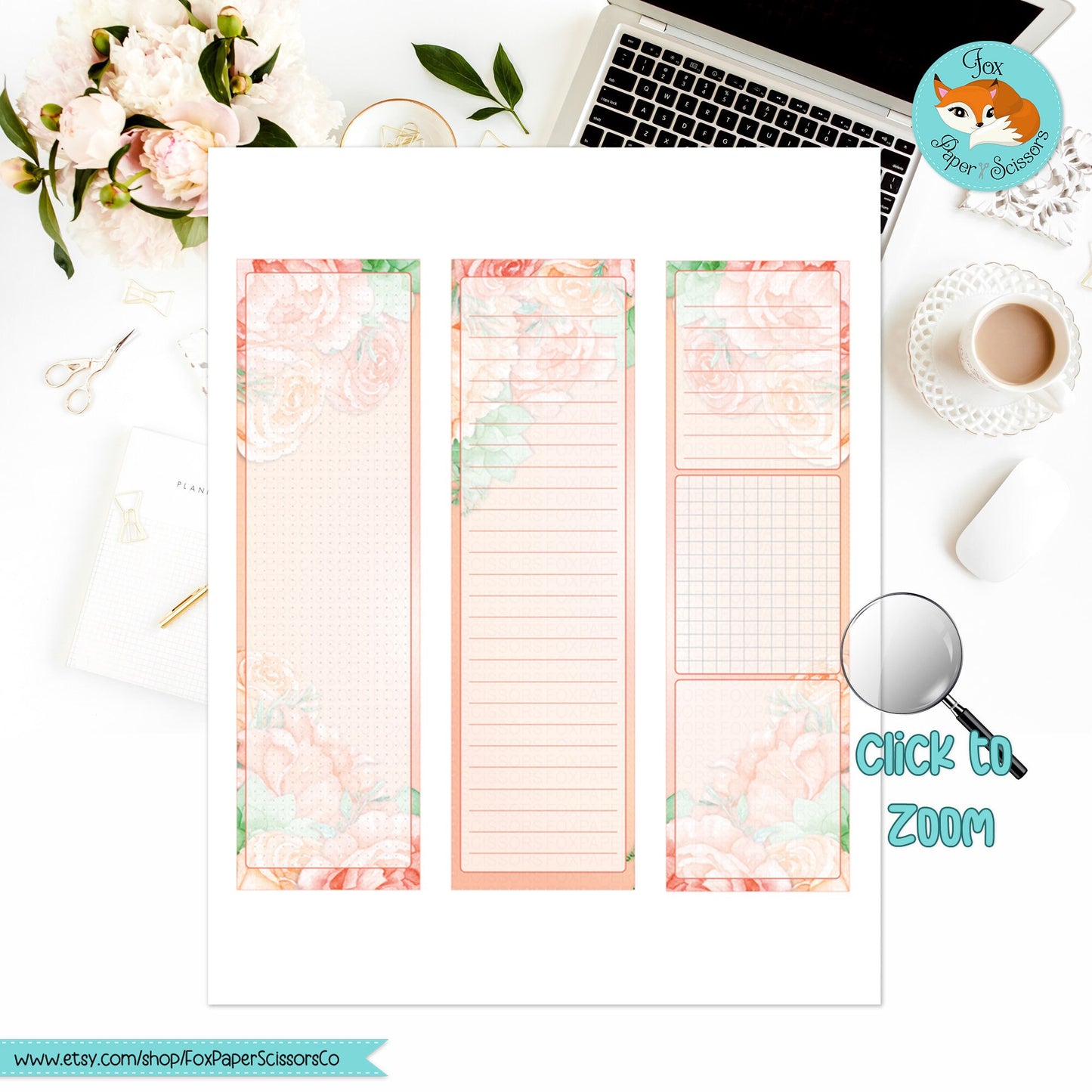 Peach Flowers | Hobonichi Printable Monthly Dashboard