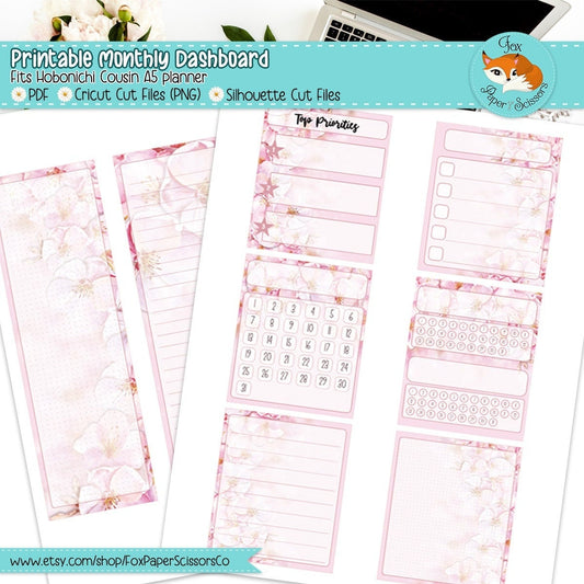Cherry Blossom/Sakura | Hobonichi Printable Monthly Dashboard