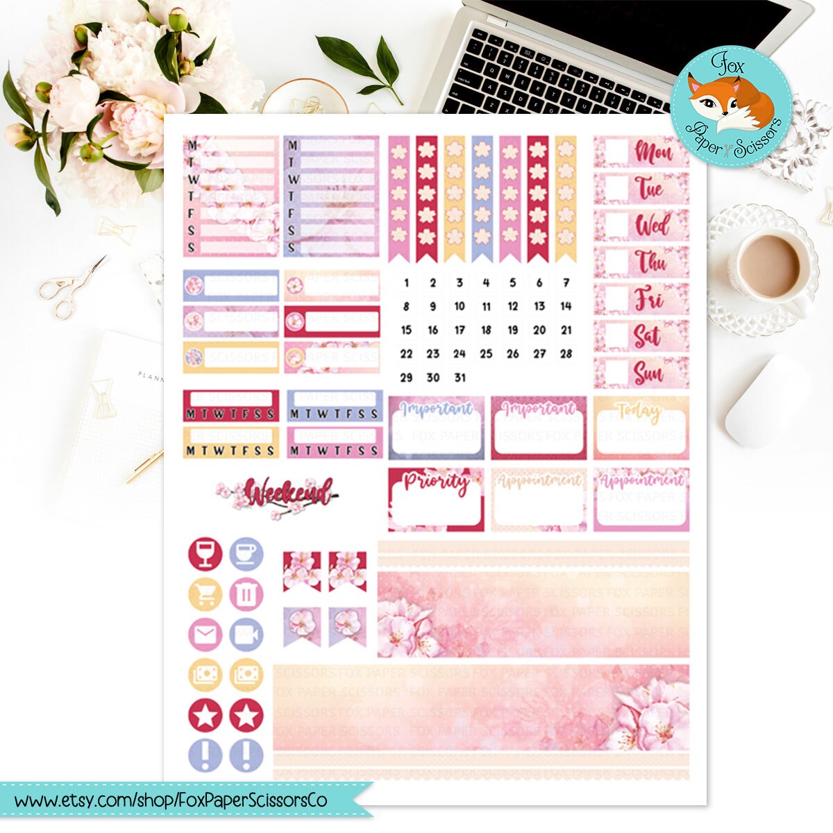 Cherry Blossom/Sakura | Printable Weekly Kit 7x9 VL