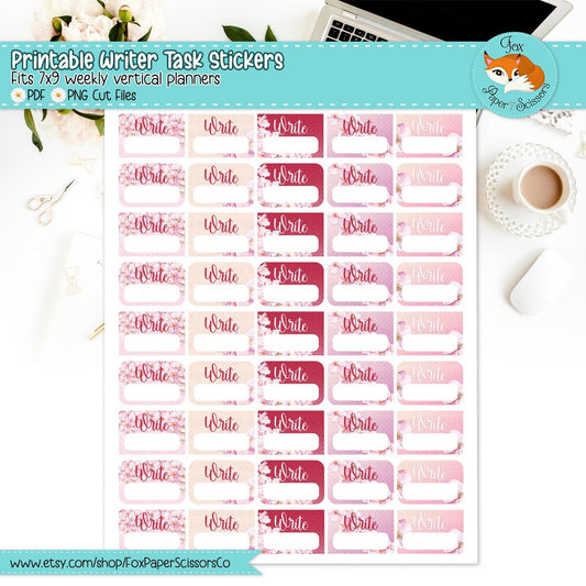 Cherry Blossom/Sakura | Printable Writer Task Stickers