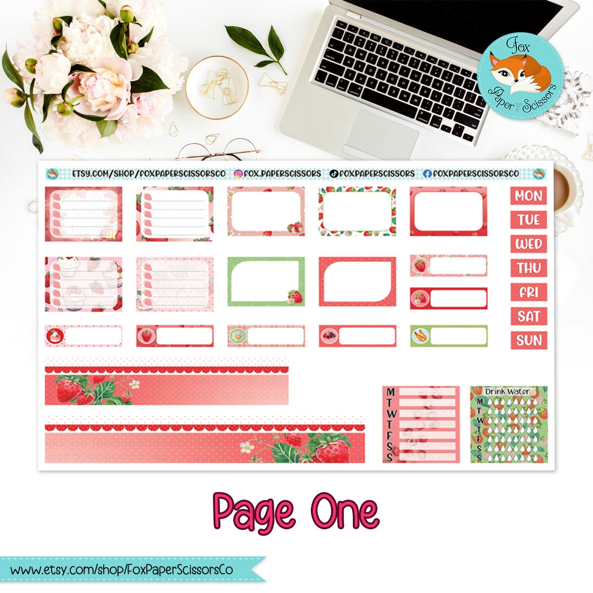 Strawberry | Hobonichi Cousin Weekly Planner Sticker Kit