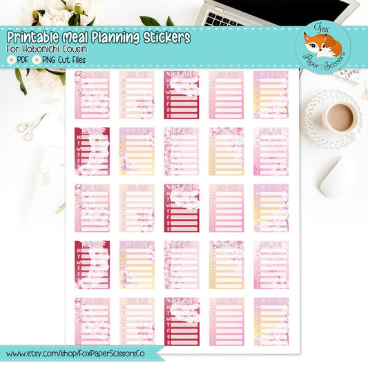 Cherry Blossom/Sakura | Hobonichi Printable Meal Planner Stickers