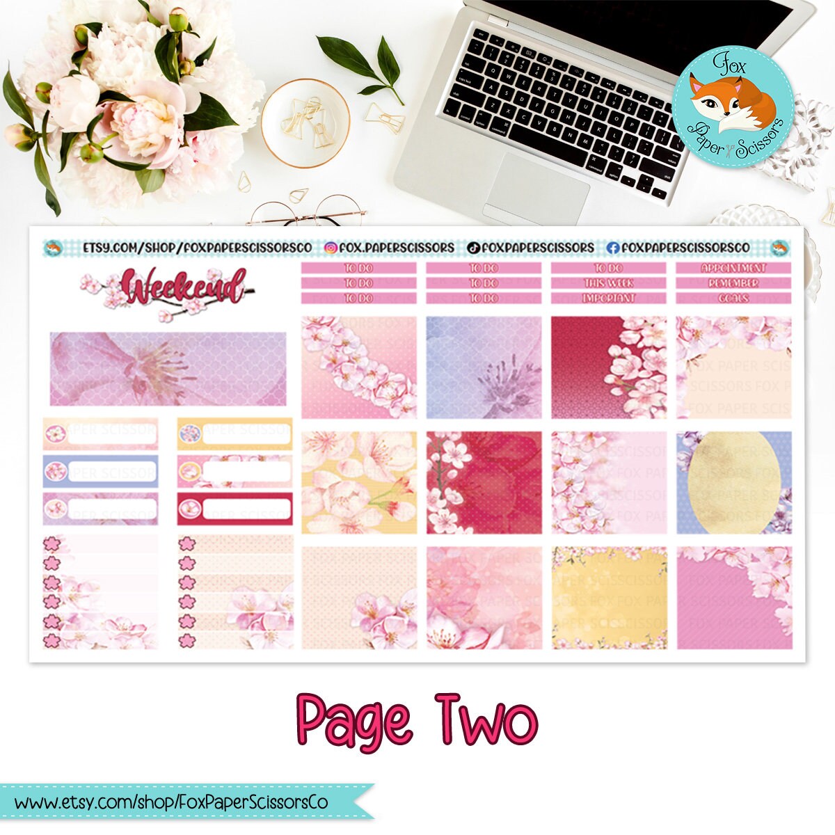Cherry Blossom/Sakura | Hobonichi Cousin Weekly Planner Sticker Kit