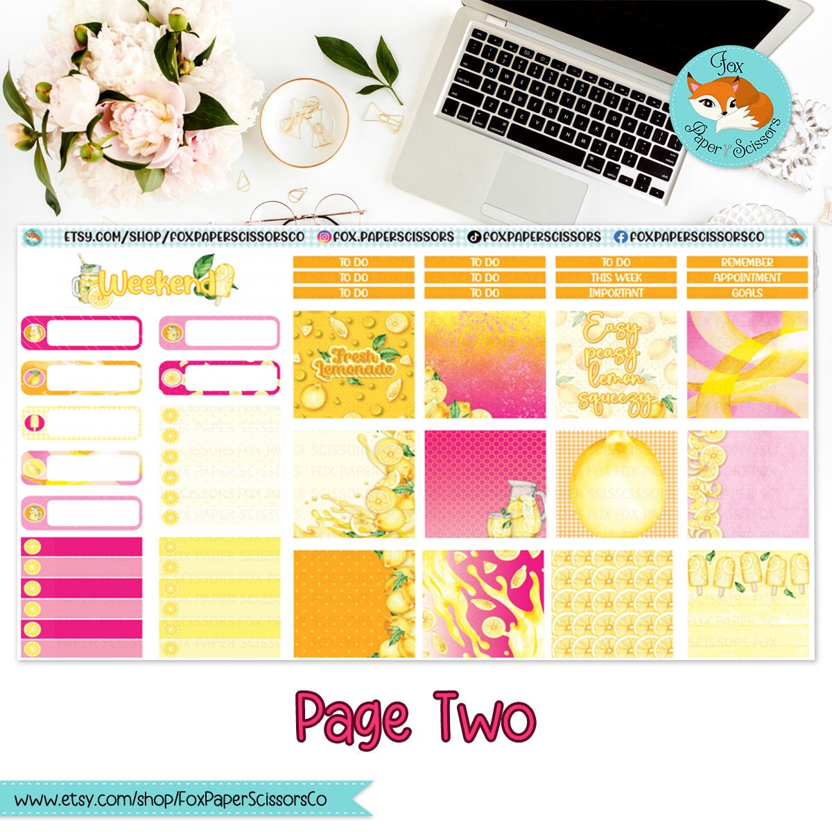 Lemonade | Hobonichi Cousin Weekly Planner Sticker Kit