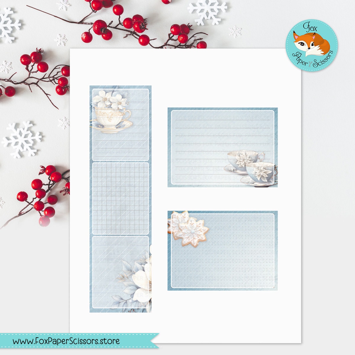 printable monthly dashboard,planner dashboard, monthly dashboard,dashboard, sticker,happy planner,hp, digital,printable,download, cricut,print and cut,vertical, layout,7x9,winter,december, january,snow,tea,teacup, february, flower,floral,white, blue